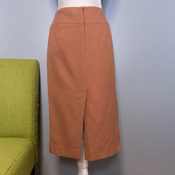 J Crew Orange Striped Wool Midi Straight Pencil Skirt 8 - Picture 5 of 5